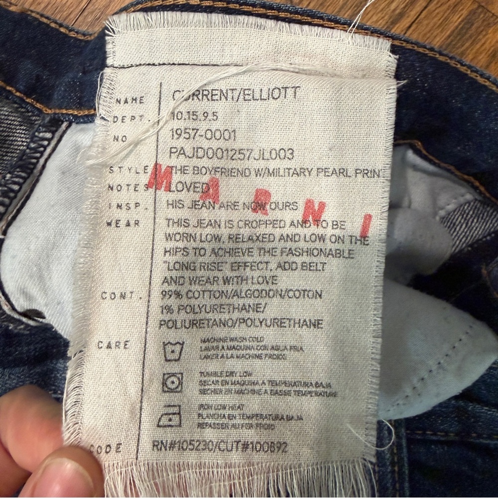 Marni X Current/Elliott Military Pearl Patterned Boyfriend Jeans View 4